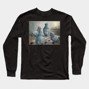 Checker Playing Pigeons Long Sleeve T-Shirt